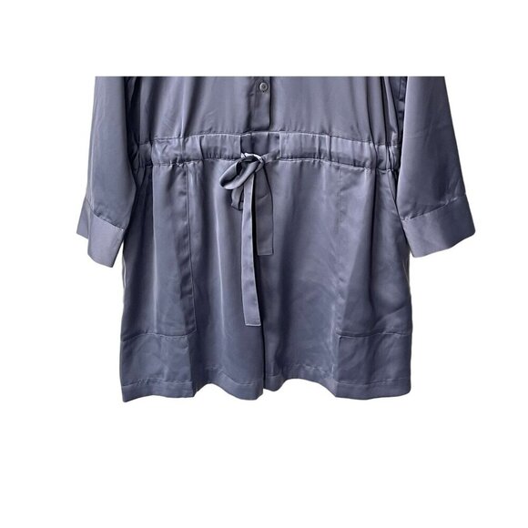 Outerknown Benson Jumpsuit Large Utility Long Sleeve Button Tie Romper Satin - Picture 6 of 11